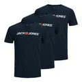 Produktbild: JACK & JONES Herren Shirts T-Shirts Logo Tee Crew Neck 3er Pack, Farbe:Blau, Artikel:12137126 - Blazer/Navy Blazer, Größe:L