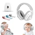 Produktbild: evolutiOne® 2in1 Baby Gehörschutz Kopfhörer Lärmschutz - Kopfband und Kopfhörerbügel verstellbar - Alter 0-48 Monate - Lieferumfang inklusive 3 ANTI-RUTSCH Kopfbänder in BLAU/ ROSA/ GRAU + Tragetasche