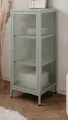 Produktbild: Kommode Metall mintgrün Vitrine Glasvitrine geriffeltes Glas 40 x 102 cm Maram