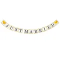 Produktbild: Oblique Unique® Just Married Girlande Banner mit goldenen Herzen Hänge Deko für Hochzeit Dekoration Hochzeitsdeko in Weiß und Gold