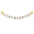 Produktbild: Just Married Girlande Banner mit Herzen in Gold Hochzeit Feier Party Hänge Deko