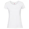 Produktbild: Fruit of the Loom Ladies Iconic 195 – figurbetontes Damen Shirt aus gekämmter Baumwolle, Rundhals Basic T-Shirt mit Seitennähten, Farbe:weiß, Größe:S
