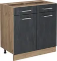 Produktbild: Vicco Küchenunterschrank R-Line, 80 cm ohne Arbeitsplatte, Schwarz Beton/Goldkraft Eiche