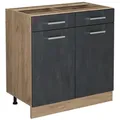 Produktbild: Vicco Küchenunterschrank, Schwarz, Honigeiche, Holzwerkstoff, 3 Fächer, Rechteckig, 80x81.6x46 cm, Küchen, Küchenmöbel, Küchenschränke, Küchenunterschränke