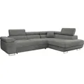 Produktbild: MIRJAN24 Ecksofa Torezio, Stilvoll Eckcouch mit Bettkasten und Schlaffunktion, Moderne Schlafsofa (Manila 16, Seite: Rechts) - Grau/Silber