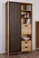 Produktbild: FORTE Highboard Jytana, Höhe 200,3 cm, Schiebetüre mit Lamellenoptik, Mauvella Eiche / Schwarz
