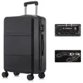 Produktbild: YONSLY Handgepäck-Trolley Premium Reisekoffer Hartschalen-Trolley Rollkoffer ABS in M–XL, 4 Rollen, TSA-Schloss, YKK-Reißverschluss, austauschbare Rollen und Griffe schwarz 66 cm