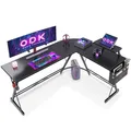 Produktbild: ODK Gaming Tisch, 167 x 120 cm Gaming Schreibtisch Eckschreibtisch für Gamer, Schreibtisch L Form mit Monitorständer für Büro, Schwarz