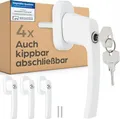 Produktbild: Prowiste 4 Abschließbare Fenstergriffe Weiß - 𝗞𝗶𝗻𝗱𝗲𝗿𝘀𝗶𝗰𝗵𝗲𝗿 - Einfache Montage - Mit 8 universalen Schlüsseln - Zuverlässiger Schutz