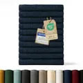 Produktbild: Blumtal Premium Frottier Gästehandtücher Set 12 teilig 100% Baumwolle - Oeko-TEX zertifiziertes Gästehandtuch 12x (30x30 cm) - Ultra saugstarkes Gästetücher Set waschbar °60 - Handtücher Dunkelblau