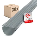 Produktbild: INEFA 30x Laubfangstreifen-Set Dachrinnen Laubschutz 100cm, NW100-150 (Ø100-160mm) Grau Dachrinnenabdeckung Dachrinnenzubehör Made in Germany