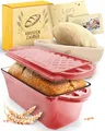 Produktbild: KRUSTENZAUBER Emaille Brotbackfrom mit Deckel inkl. Gärkorb - Robuste 28cm Backform aus Gusseisen - Ideal als Kastenform, Toastbrot Backform, Brotform, Gusseisen Topf Brot backen Zubehör, Brottopf
