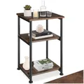 Produktbild: tectake® Beistelltisch, Couchtisch mit Stauraum auf 3 Ebenen aus Holz + Metall, Nachttisch 34 x 30 x 59 cm, Couch Tisch Wohnzimmer Möbel, Deko Schlafzimmer - Industrial Dunkelbraun