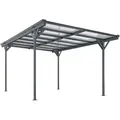 Produktbild: Juskys Carport mit Flachdach 5x3 m - Überdachung aus Aluminium mit Doppelstegplatten - Unterstand für Autos - freistehende Montage - Dunkelgrau - Dunkelgrau