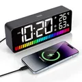 Produktbild: Gerbala Digitaler Wecker, mit RGB-Nachtlicht, 4 Stufen Bildschirmhelligkeit, 2 Alarm-Modi, LED Digitaluhr für Kinder mit Temperatur und Luftfeuchtigkeit, 12/24 Stunden, Snooze, USB Ladeanschluss