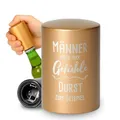 Produktbild: Kapselheber 'Push & Pull' mit Motiv - Vatertagsgeschenk für Papa & Freund - lustiger Bier Flaschenöffner mit Push Up Funktion - eleganter Bieröffner aus Aluminium in Edelstahl Optik