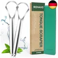 Produktbild: RONAVO Zungenreiniger aus Edelstahl – Zungenschaber für Erwachsene, heilt sc
