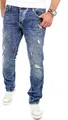 Produktbild: Reslad Jeans-Herren Destroyed Look Slim Fit Stretch Denim Jeans-Hose RS-2069 Blau W29 / L32