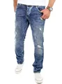 Produktbild: Reslad Slim-fit-Jeans Reslad Jeans-Herren Destroyed Look Slim Fit Stretch Denim Jeans-Hose Destroyed Look Slim Fit Jeans