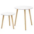 Produktbild: VASAGLE Beistelltische-Set rund MDF-Platte weiß, 2 St.