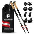Produktbild: ALPIN LOACKER Teleskop Wanderstöcke Aluminium mit Korkgriff I Leichte Nordic Walking Stöcke Damen und Herren für Skifahren und Wandern I Trekkingstöcke für Bergsport, rot
