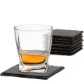 Produktbild: BigDean 8er Set Schiefer Untersetzer 10x10cm - Tisch-untersetzer, Servierplatten - 4 Gummifüße zum Schutz - Ideal für Gläser, Becher und als Dekoration für Kerzen