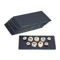 Produktbild: Relaxdays Schieferplatte, 8er Set, rechteckige Servierplatte, 26 x 16 cm, für Käse, Sushi, Desserts, Buffet, anthrazit