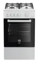 Produktbild: Beko FSG52010FW Freistehender Gasherd, Gasbackofen mit Gaskochfeld, 50 cm, 4 Kochzonen, Gasbackofen mit Elektrozündung und Innentemperaturanzeige, herausnehmbares Innenglas, Weiß
