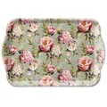Produktbild: Ambiente Tablett 13x21cm Melamin mit Pfingstrosen Motiv - zum Dekorieren & Servieren - kleines Serviertablett für Kaffee Tee Frühstück - Vintage Tischdeko Hochzeit - Dekotablett romantisch Grün Rosa