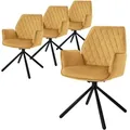 Produktbild: Esszimmerstühle 4er Set Samt Senfgelb, Wohnzimmerstuhl Mit Arm- Und Rückenlehne, Drehstuhl Auto-position, Polsterstuhl Mit Metallbeine, Sessel Ergonomisch Drehbar, Küchenstuhl Loungesessel - Ml-design
