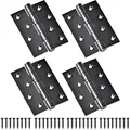 Produktbild: 4 Stück Edelstahl Türscharnier Schwarz 10cm Groß Schwerlast Scharniere Verste...