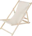 Produktbild: Mucola Strandstuhl klappbar Strandliege Holz Liegestuhl Gartenliege Sonnenliege Faltliege - Beige