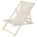 Produktbild: Mucola - Strandliege Holz Liegestuhl Gartenliege Sonnenliege Strandstuhl - Klappbar - Beige