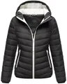Produktbild: MARIKOO Damen Winterjacke (S-3XL) - Steppjacke, Integrierter Beutel mit Schlaufe, Kapuze (nicht abnehmbar), Warme Jacke Frauen - B994 (S, Schwarz)