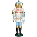 Produktbild: Seiffener Volkskunst Nussknacker König exklusiv 40 cm hoch Figur aus Holz Original Erzgebirgskunst weiß-Gold-blau