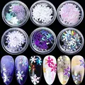 Produktbild: Nagel Glitzer Pailletten, 6 Schachteln Schneeflocken Nagel Glitzer Weihnachten Nailart, Holographic Christmas Nail Art Pailletten for Snowflake Glitter DIY Dekoration
