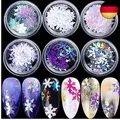 Produktbild: Nagel Glitzer Pailletten, 6 Schachteln Schneeflocken Nagel Glitzer Weihnachten