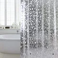 Produktbild: WELTRXE Duschvorhang Anti-Schimmel mit Gewicht Magnet unten, 0.2mm [183x200cm] Wasserdicht Antibakteriell Eva Vorhang für Dusche und Badewanne für Kinder, 3D Steinmuster, inkl. 12 Duschvorhangringen
