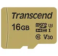 Produktbild: Transcend microSDHC-Karte 16GB Class 10, UHS-I TS16GUSD500S Speicherkarte (inkl. SD-Adapter)