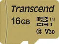 Produktbild: Transcend Premium 500S microSDHC-Karte 16 GB Class 10, UHS-I, UHS-Class 3, v30 Video Speed Class inkl. SD-Adapter