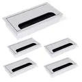 Produktbild: Emuca - Kabeldurchführung Kabeldurchlass Eckig 160x80mm zum Einfügen am Schreibtisch, kabelorganisation für möbel, Aluminium silber eloxiert, Set aus 5