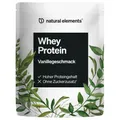 Produktbild: natural elements Whey Protein Pulver – Vanille – 1kg – 24g Protein pro Portion – nicht zu süß