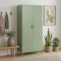 Produktbild: skølm Atria Kleiderschrank Metall – Metallschrank mit 6 Fächern & 2 Kleiderstangen – Garderobenschrank in Mintgrün – Metallkleiderschrank 80 cm breit – Schlafzimmerschrank – Industrial Schrank Flur