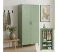 Produktbild: skølm Kleiderschrank Atria aus Metall (Mintgrün) Metallschrank mit 6 Fächern & 2 Kleiderstangen, 170x45x80 cm (HxTxB)