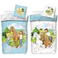 Produktbild: BERONAGE Bibi und Tina Kinder-Bettwäsche Sternenzauber Blau 135 x 200 + 80 x 80 cm 100% Baumwolle Biber-Flanell-Qualität Blocksberg Pferde-Bettwäsche Sabrina Amadeus Martinshof mit Reißverschluss