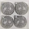 Produktbild: 4 TLG. Glas-Weihnachtskugeln Set 10cm Ø in Hochglanz Modern Grau Weisse Ornamente Edle Neuheit - Christbaumkugeln - Weihnachtsschmuck-Christbaumschmuck 10cm Durchmesser
