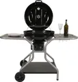 Produktbild: Grillwagen HWC-N16, Holzkohlegrill Kugelgrill Gartengrill mit Deckel drei Ablagen, Stahl Emaille 143x131x66cm schwarz