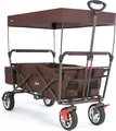 Produktbild: FUXTEC Bollerwagen Braun FX-CT500 - mit Sonnendach | bis 75Kg | Klappbar | Feststellremse | inkl. Hecktasche| gummi Profil Räder | 128cm x60cm x102cm Braun