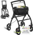 Produktbild: Juskys Indoor Rollator Aktiv - Tasche & Tablett - schmal & faltbar - Schwarz