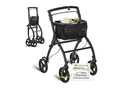 Produktbild: Juskys Aluminium Wohnungsrollator Aktiv - Tasche & Tablett - Rollator schmal & faltbar - Schwarz
